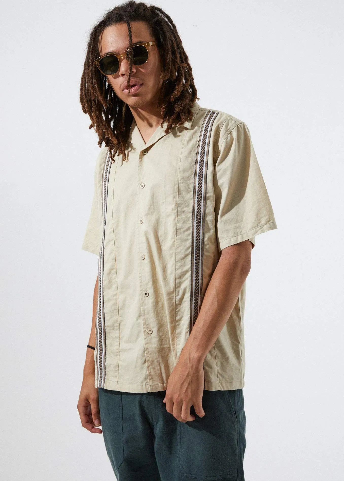 Afends Mens Down The Line - Short Sleeve Shirt