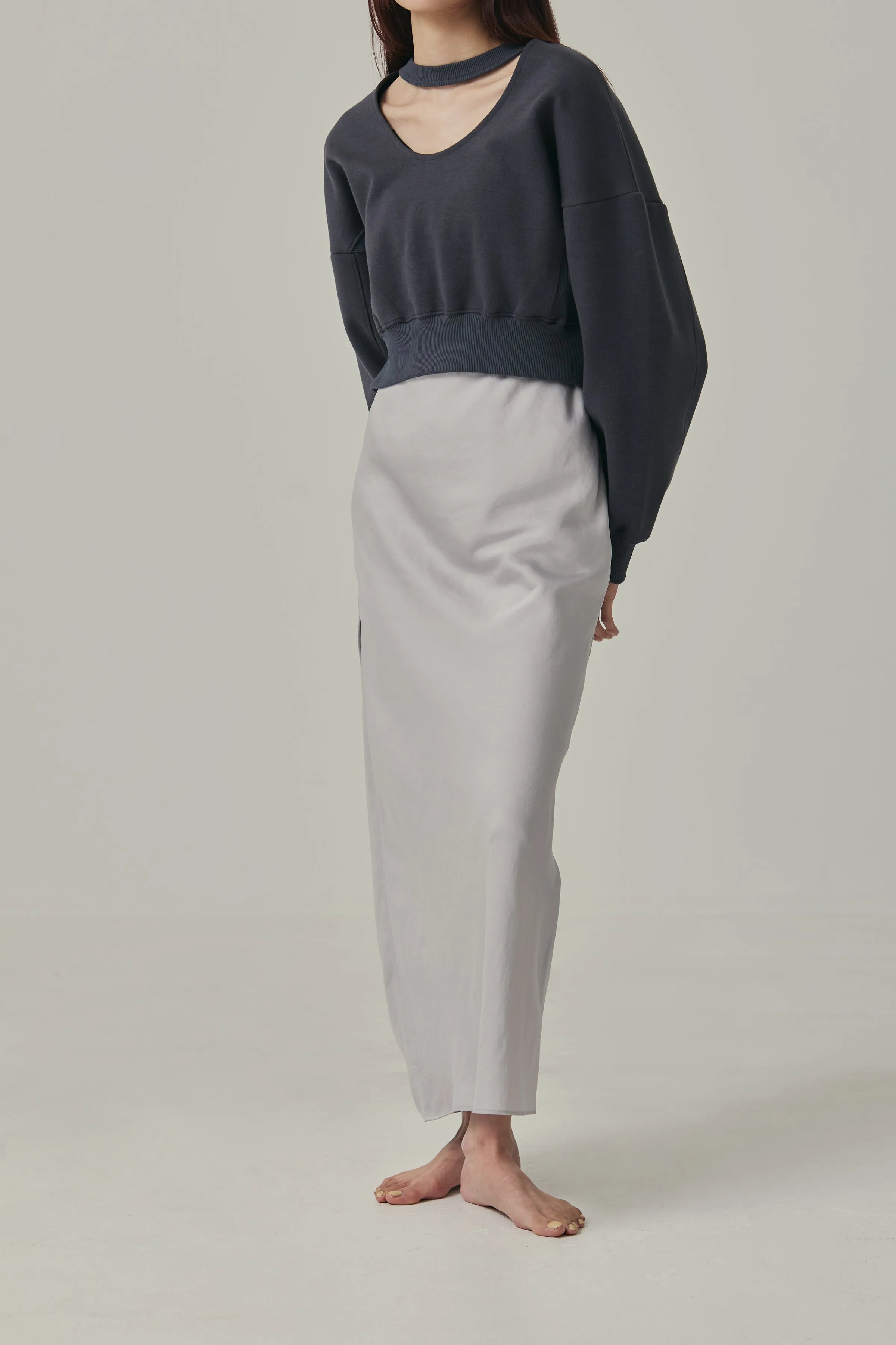 cropped sweat pullover