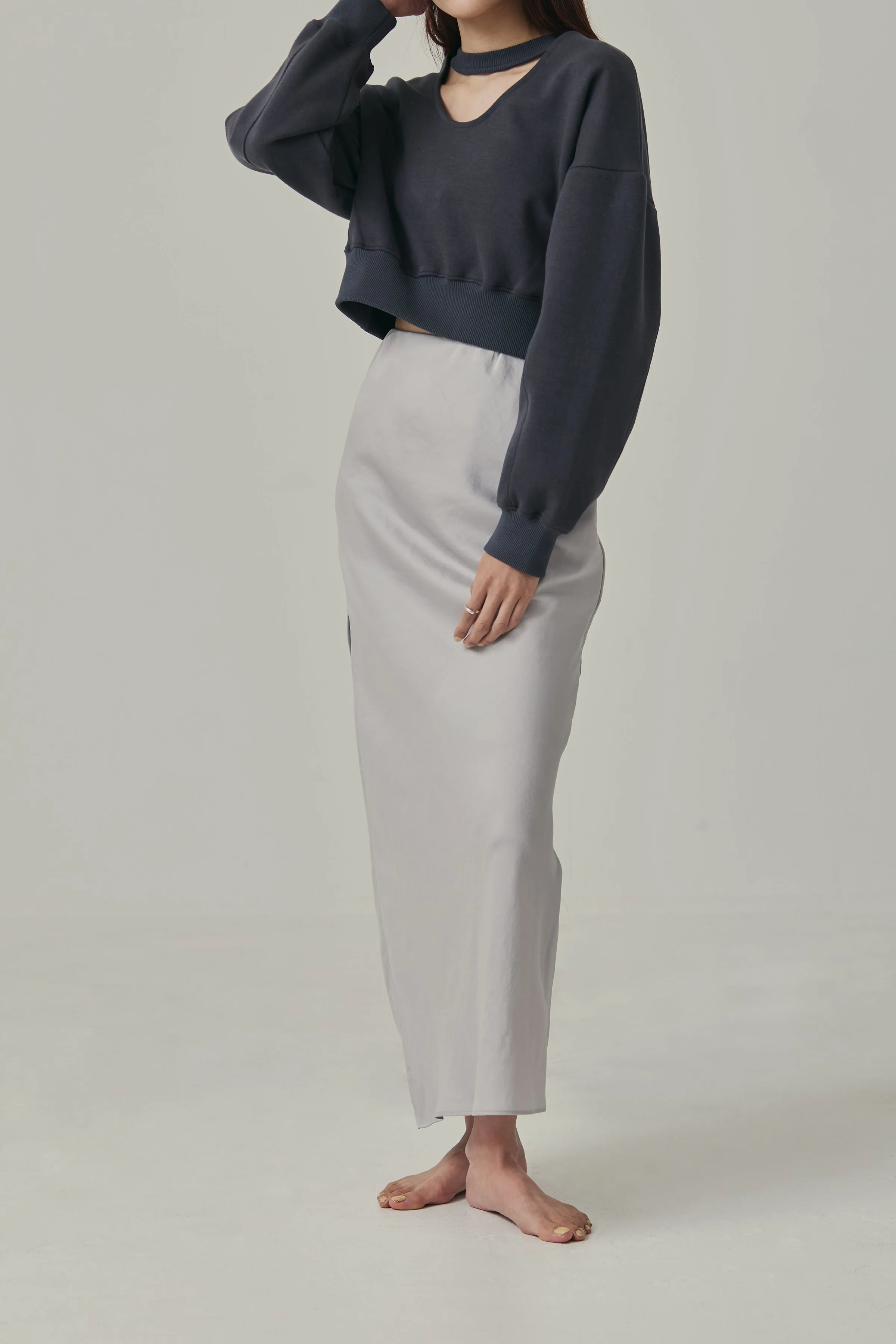 cropped sweat pullover