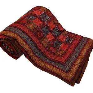 FABDESIGN QUILTS Craft 240 TC Double Bed Cotton Jaipuri Razai Bed Blanket Ac Quilt for Winter Soft Light Weight Rajasthani Traditional Rajai Cotton Comforter 85 x 100 inch (Design-5, Double)