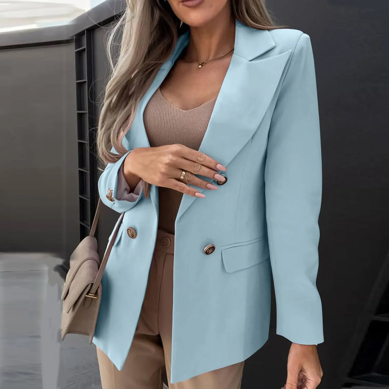 Firzero Blazers for Women Business Casual Trendy Jackets Long Sleeve Open Front Cardigan Work Suit Fall Fashion 2024 Blazer