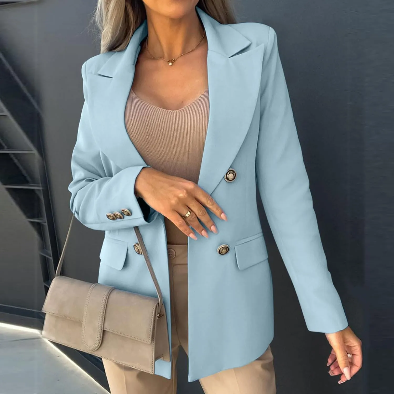 Firzero Blazers for Women Business Casual Trendy Jackets Long Sleeve Open Front Cardigan Work Suit Fall Fashion 2024 Blazer
