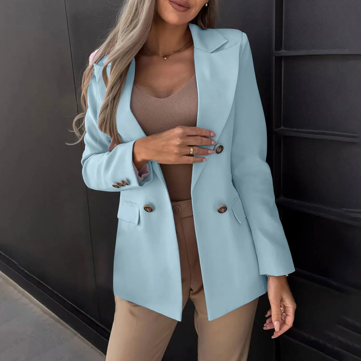 Firzero Blazers for Women Business Casual Trendy Jackets Long Sleeve Open Front Cardigan Work Suit Fall Fashion 2024 Blazer