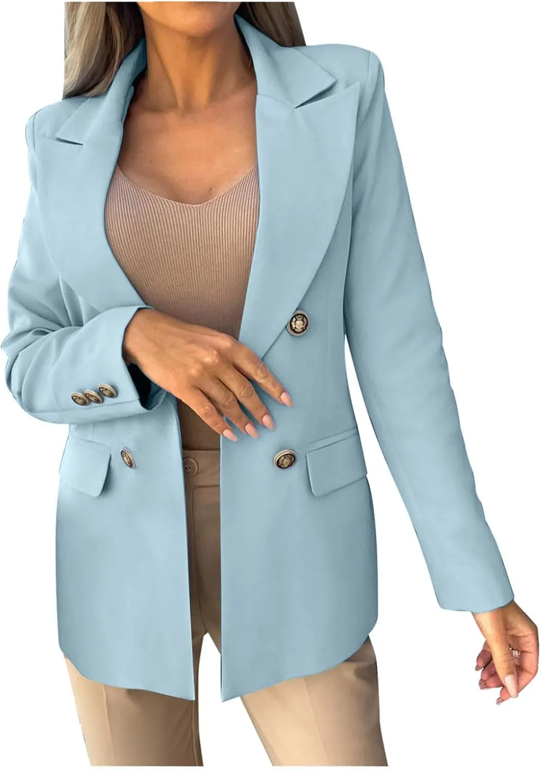 Firzero Blazers for Women Business Casual Trendy Jackets Long Sleeve Open Front Cardigan Work Suit Fall Fashion 2024 Blazer