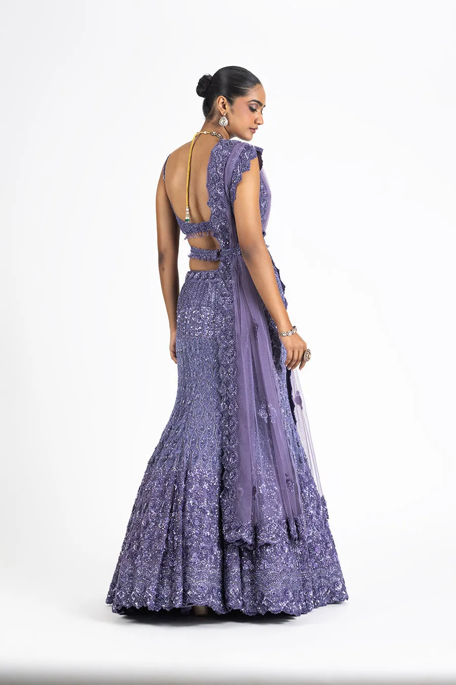 LILAC FISHTAIL LEHENGA SET