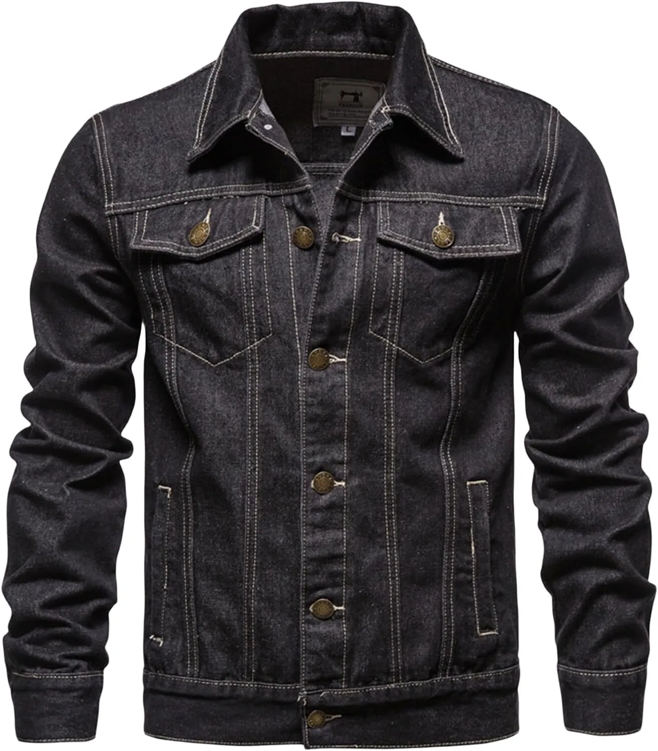 Mens Denim Trucker Jackets Slim Fit Mens Jeans Jacket Classic Outwear Coat Long Sleeve Plus Size Jean Jacket for Men