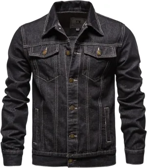 Mens Denim Trucker Jackets Slim Fit Mens Jeans Jacket Classic Outwear Coat Long Sleeve Plus Size Jean Jacket for Men