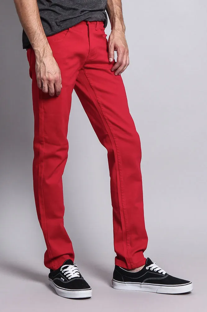 Men's Slim Fit Colored Jeans (Red)