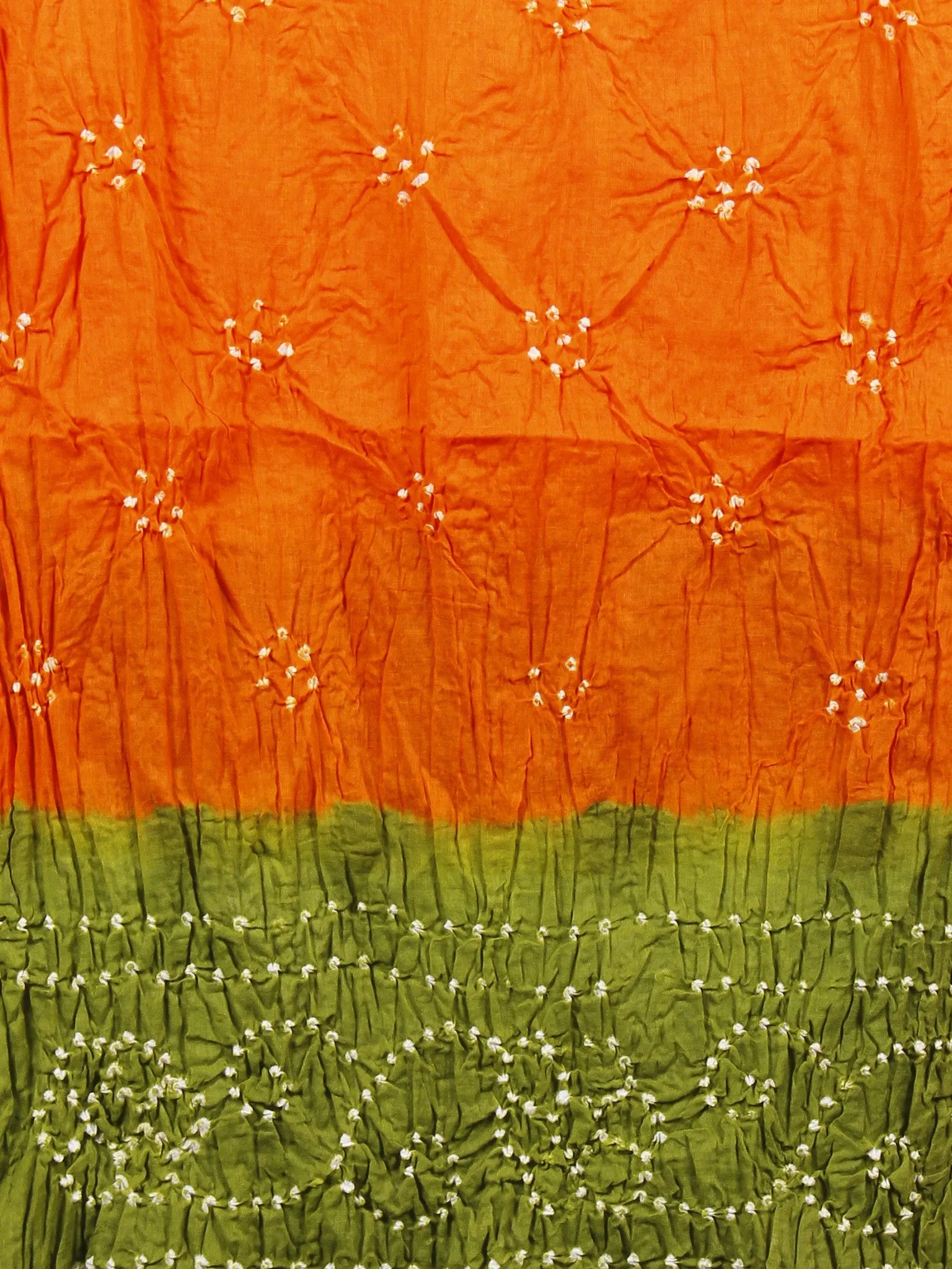 Olive Green Orange White Hand Tie & Dye Bandhej Suit Salwar Dupatta (Set of 3)  - S16281271