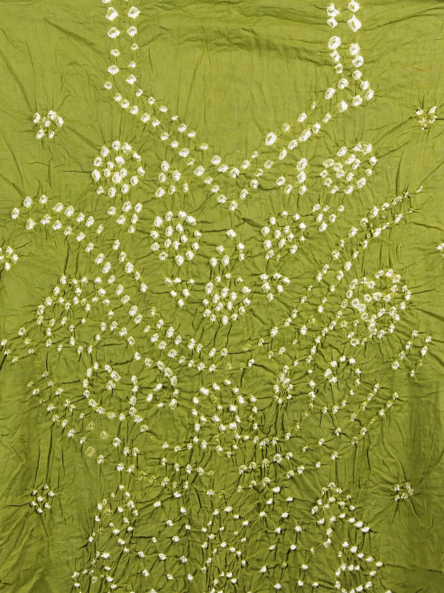 Olive Green Orange White Hand Tie & Dye Bandhej Suit Salwar Dupatta (Set of 3)  - S16281271