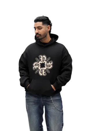 Oversize Monogram Patch Hoodie - Black