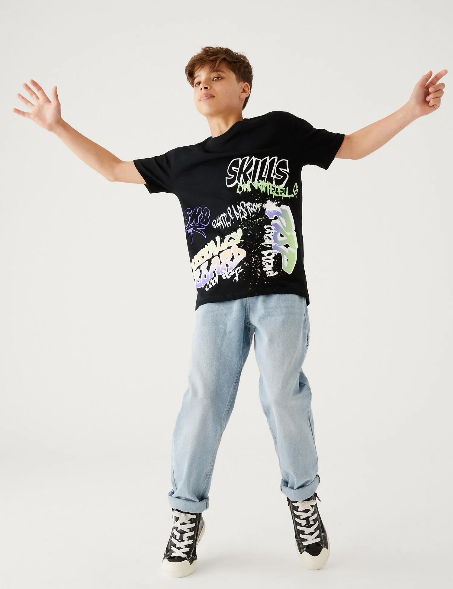 Pure Cotton Graffiti Slogan T-Shirt