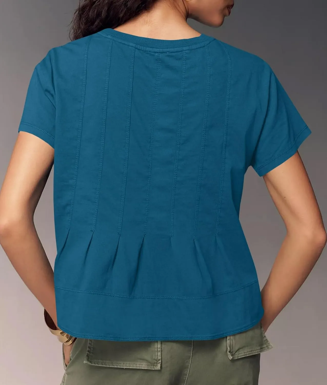 Tankaneo Womens Babydoll Tops Short Sleeve Peplum Pleated Summer T-Shirts Casual Loose Fit Flowy Tshirts 2025