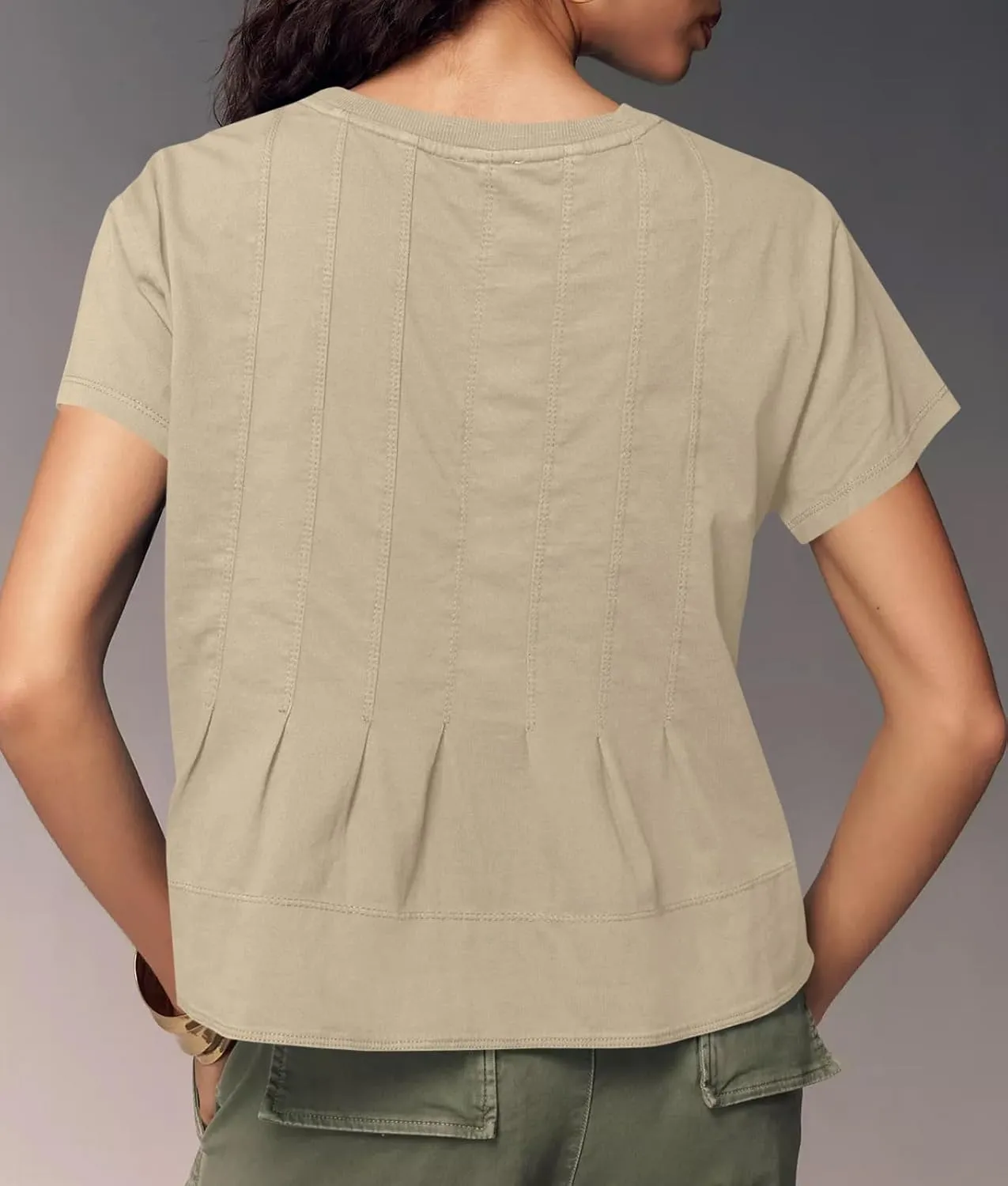 Tankaneo Womens Babydoll Tops Short Sleeve Peplum Pleated Summer T-Shirts Casual Loose Fit Flowy Tshirts 2025