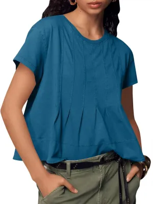 Tankaneo Womens Babydoll Tops Short Sleeve Peplum Pleated Summer T-Shirts Casual Loose Fit Flowy Tshirts 2025
