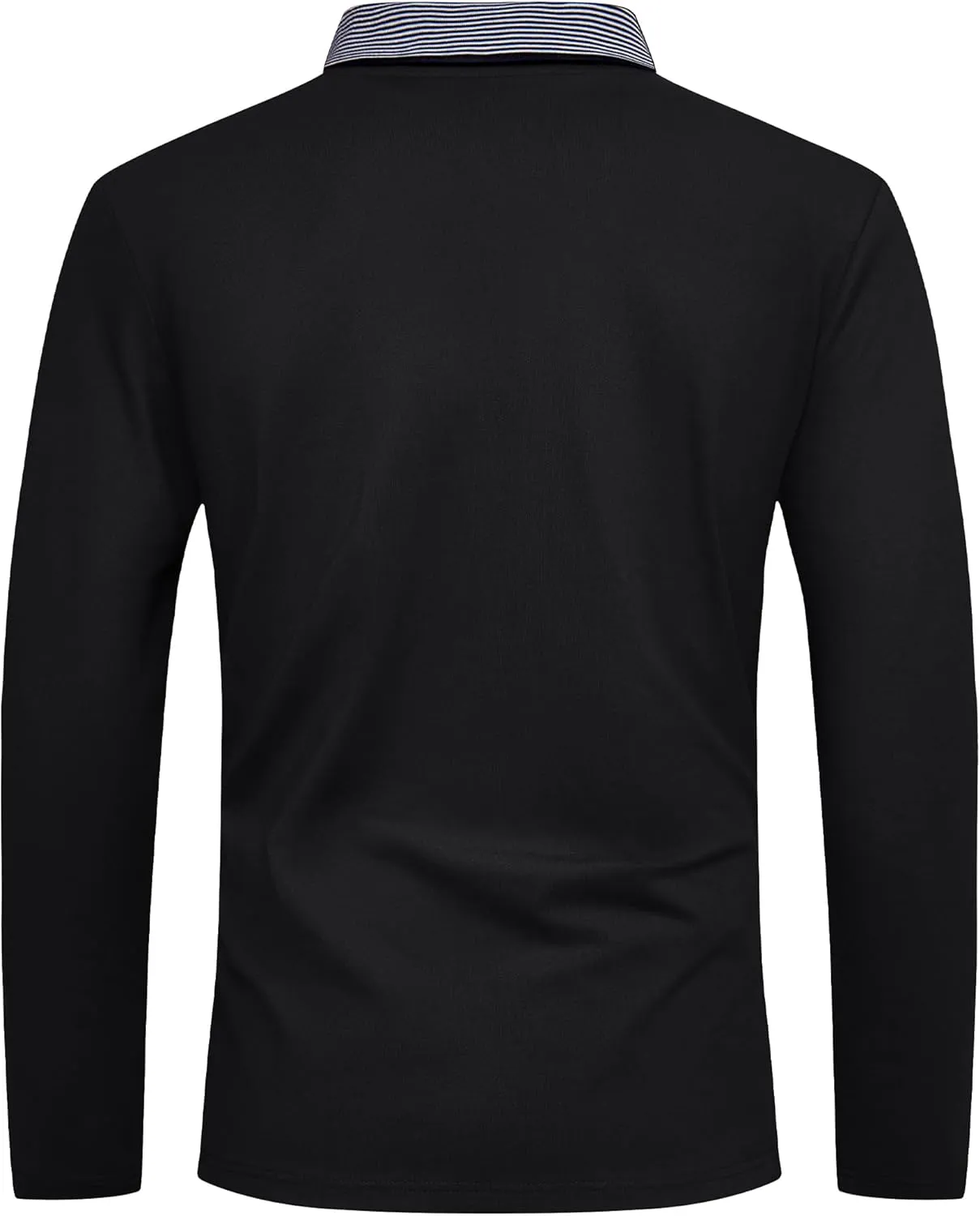 V VALANCH Zipper Polo Shirts Men Long Sleeve Golf Shirt Collared Tennis Shirt