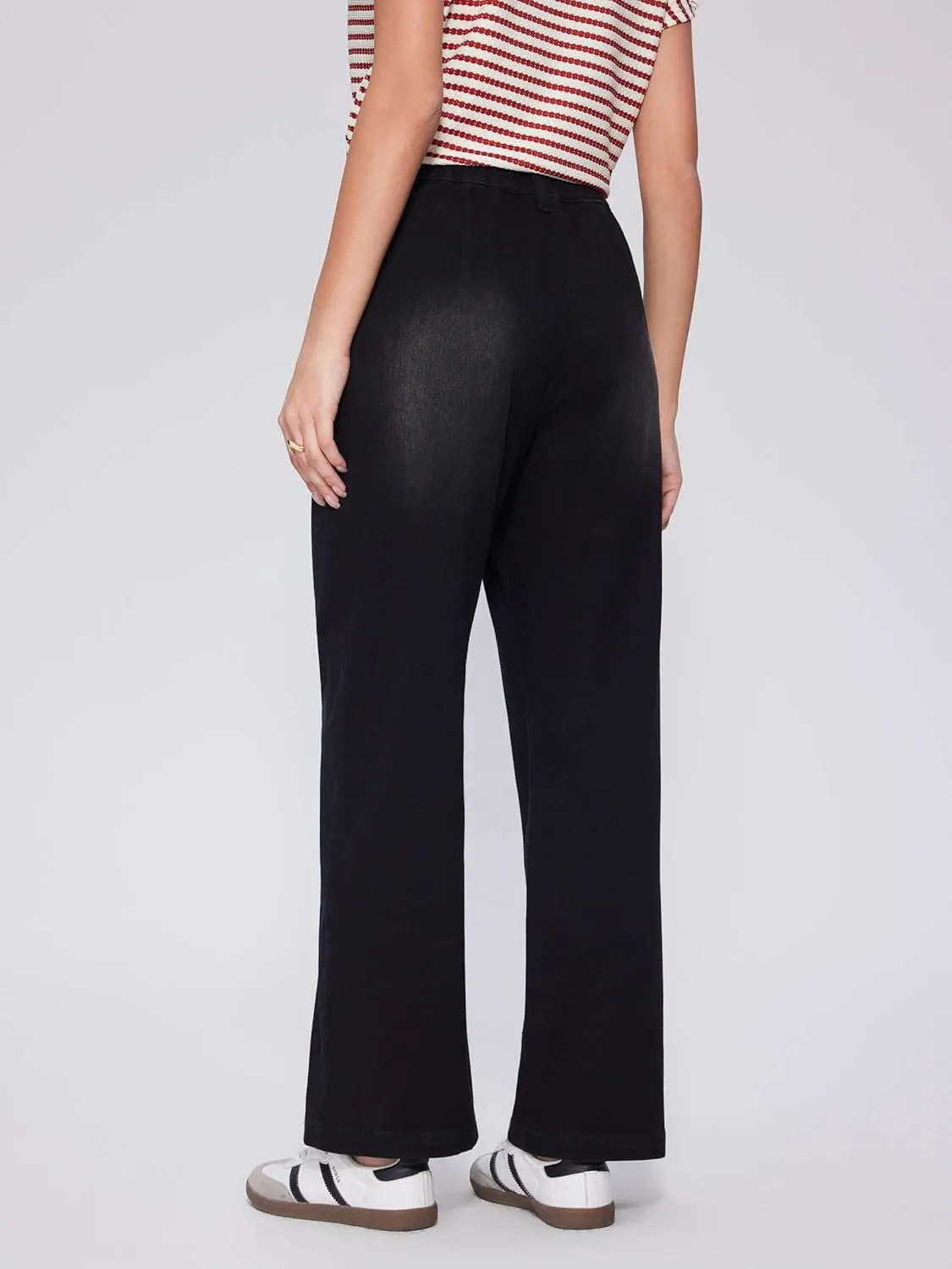 Vinova Womens Wide Leg Baggy Jeans Stretchy Pleated High Waisted Denim Pants Trouser Jeans