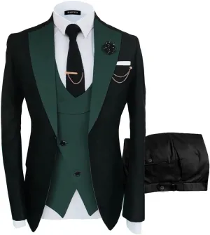 Wangyue Mens Suit Slim Fit 3 Piece Suits for Men Tuxedo Double Breasted Wedding Prom Tuxedo Party Blazer Vest Pants Set