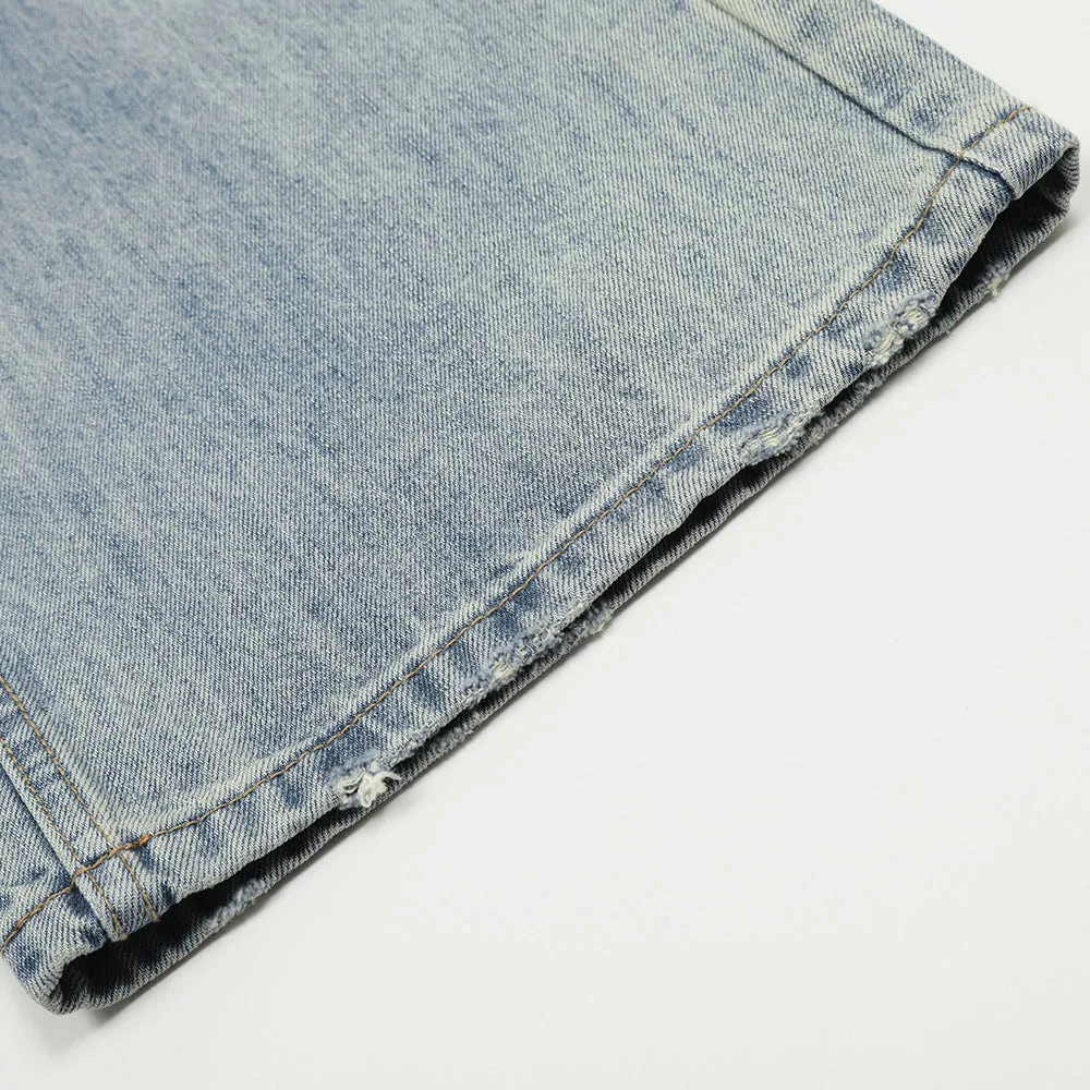 Wash Water Denim Wide-leg Straight Trousers Vintage Worn