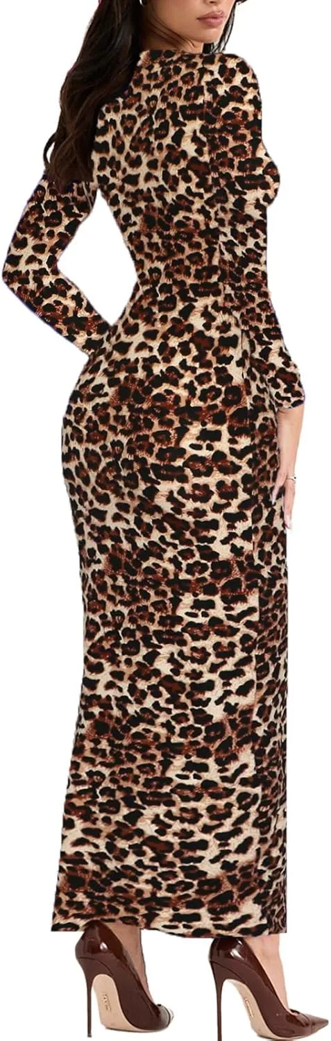 Women's Long Sleeve Bodycon Dress - Maxi Casual Fall Club Party Long Tight Pencil Dresses