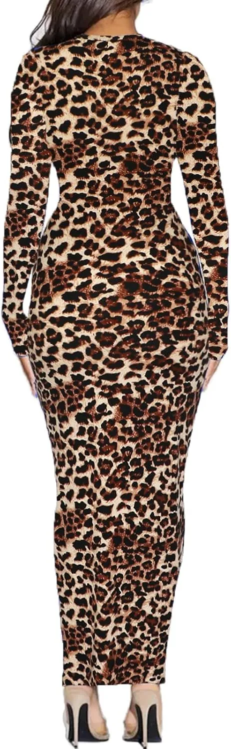 Women's Long Sleeve Bodycon Dress - Maxi Casual Fall Club Party Long Tight Pencil Dresses