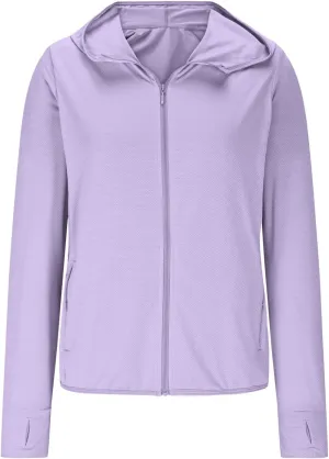 Women's UPF 50  Sun Protection Light Jacket Full Zip Hoodies Workout Lightweight Quick Dry Jackets with Thumb Hole