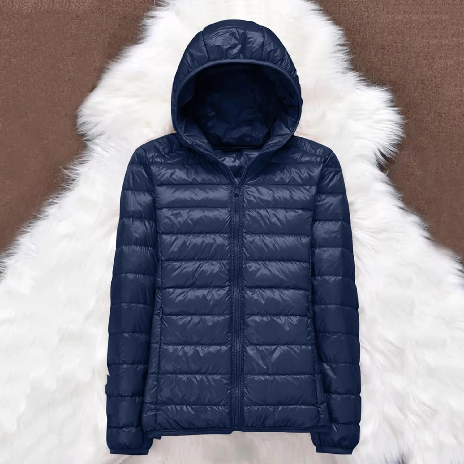 Womens Warm Lightweight Puffer Jackets Fashion Solid Color Waterproof Quilted Coats White Duck Down Casual Outerwears