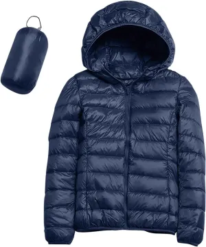 Womens Warm Lightweight Puffer Jackets Fashion Solid Color Waterproof Quilted Coats White Duck Down Casual Outerwears