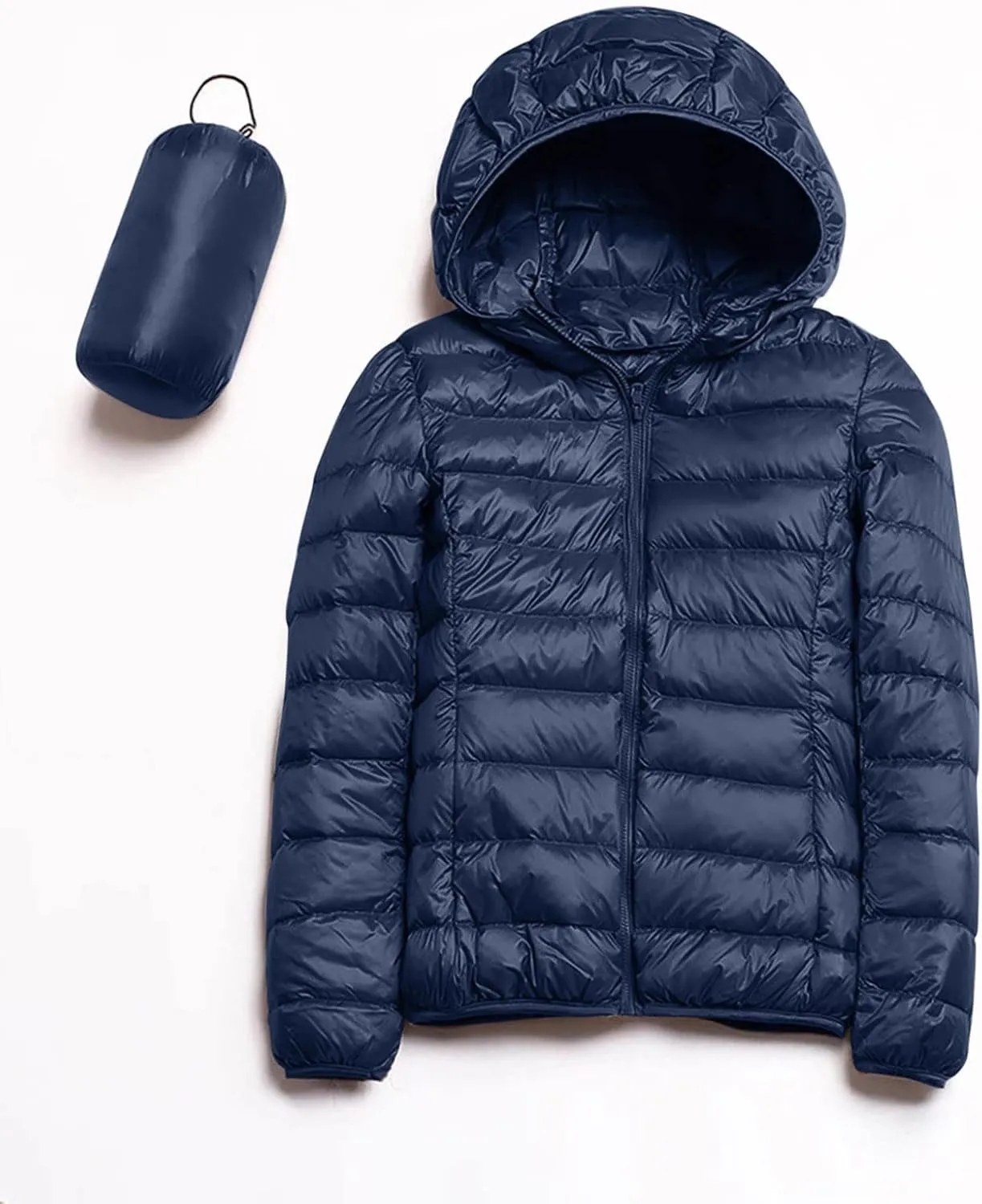 Womens Warm Lightweight Puffer Jackets Fashion Solid Color Waterproof Quilted Coats White Duck Down Casual Outerwears